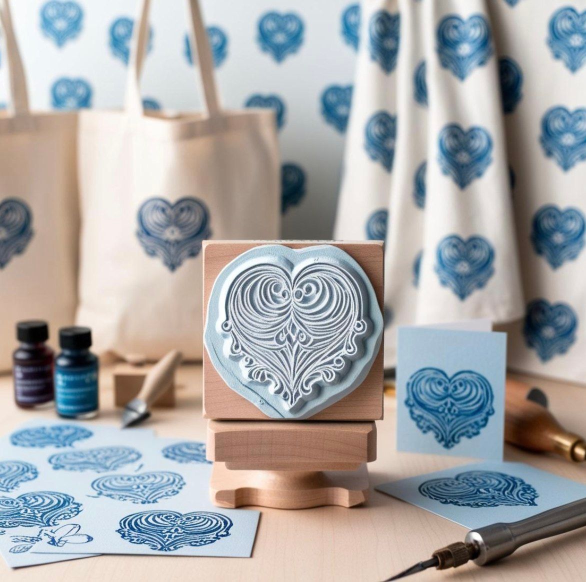 Victorian Heart Stamp Carving and Printing