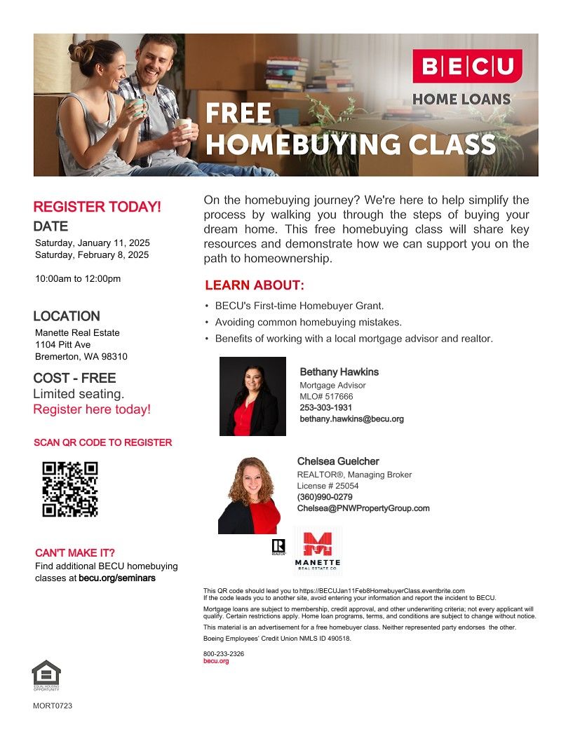 FREE Home Buying Class - Presented by BECU & Manette Real Estate Co.