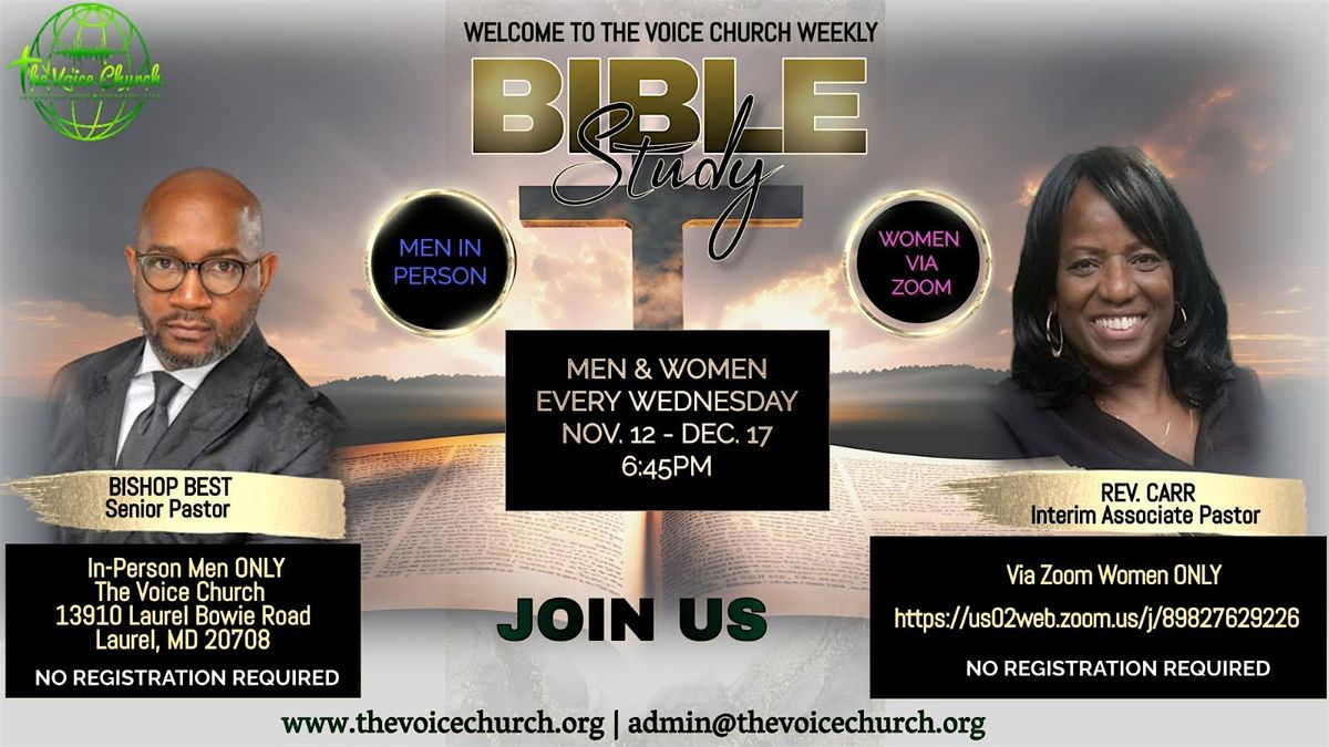 Men\u2019s Bible Study & Women\u2019s Bible Study
