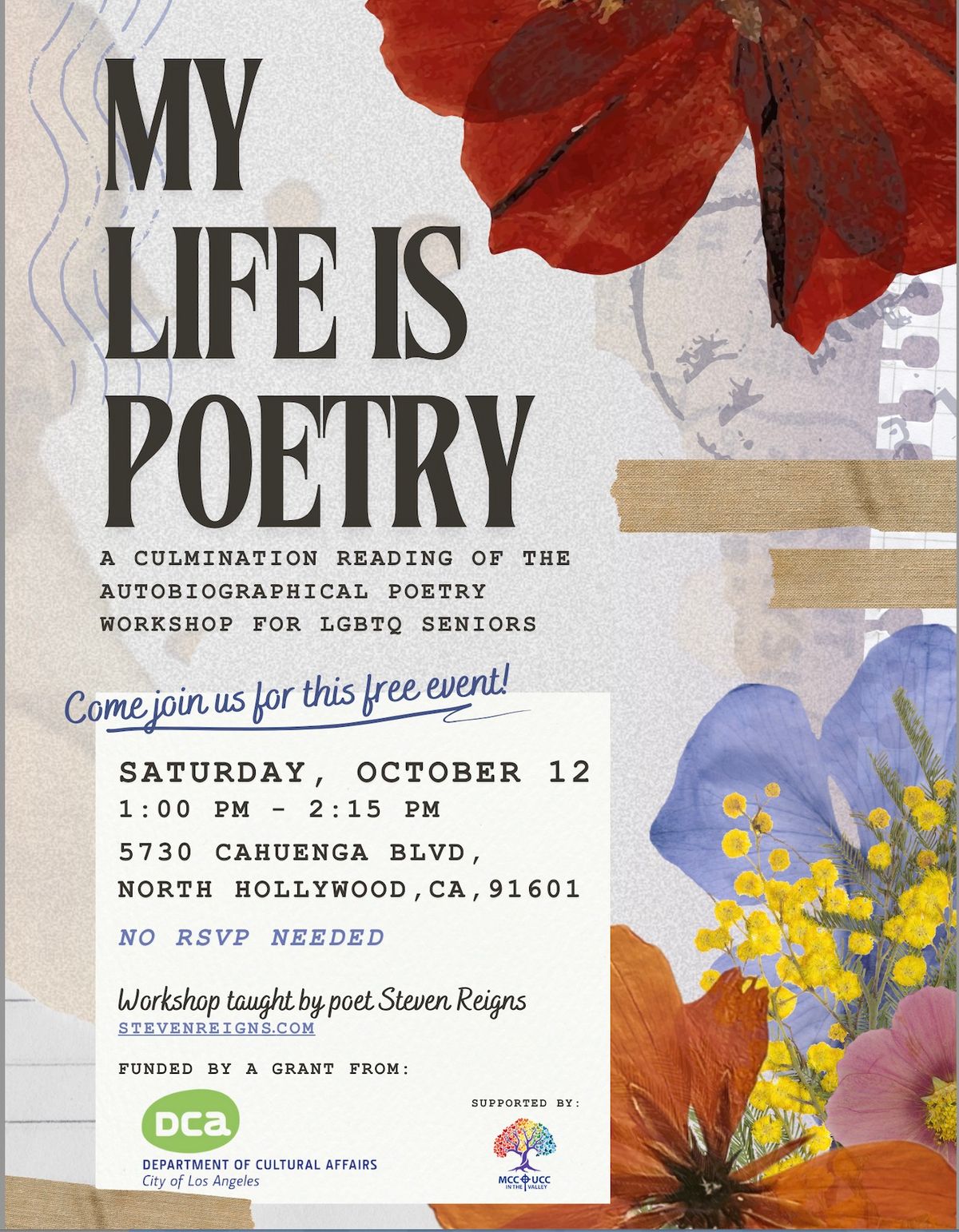 My Life is Poetry Reading: A culmination reading of the autobiographical workshop for LGBT seniors