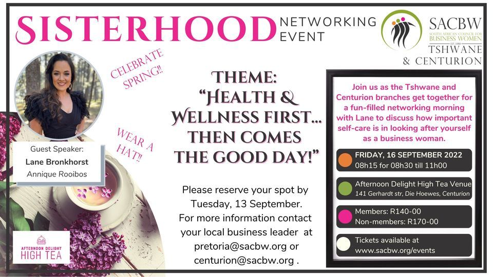 Sisterhood Networking Event | Combined Tshwane & Centurion-  SEPTEMBER 2022