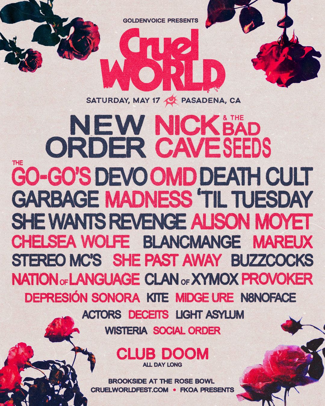 Cruel World Festival: New Order  Nick Cave and The Bad Seeds & The Go-Go's