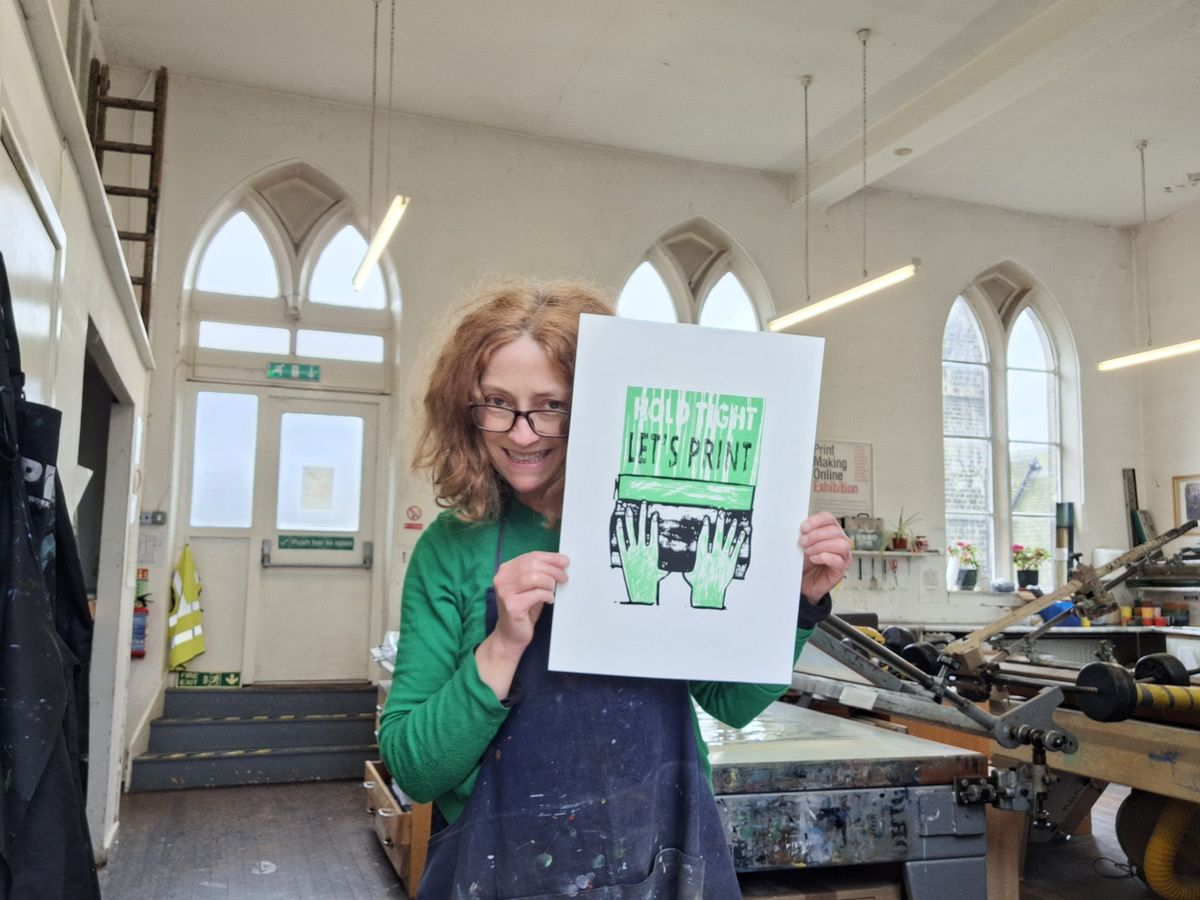 Screen printing Workshop at the West Yorkshire Print Workshop, Mirfield, West Yorkshire.