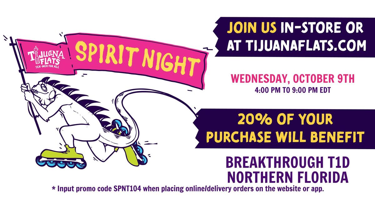 Tijuana Flats (Winter Park) Spirit Night benefitting Breakthrough T1D (formerly JDRF)