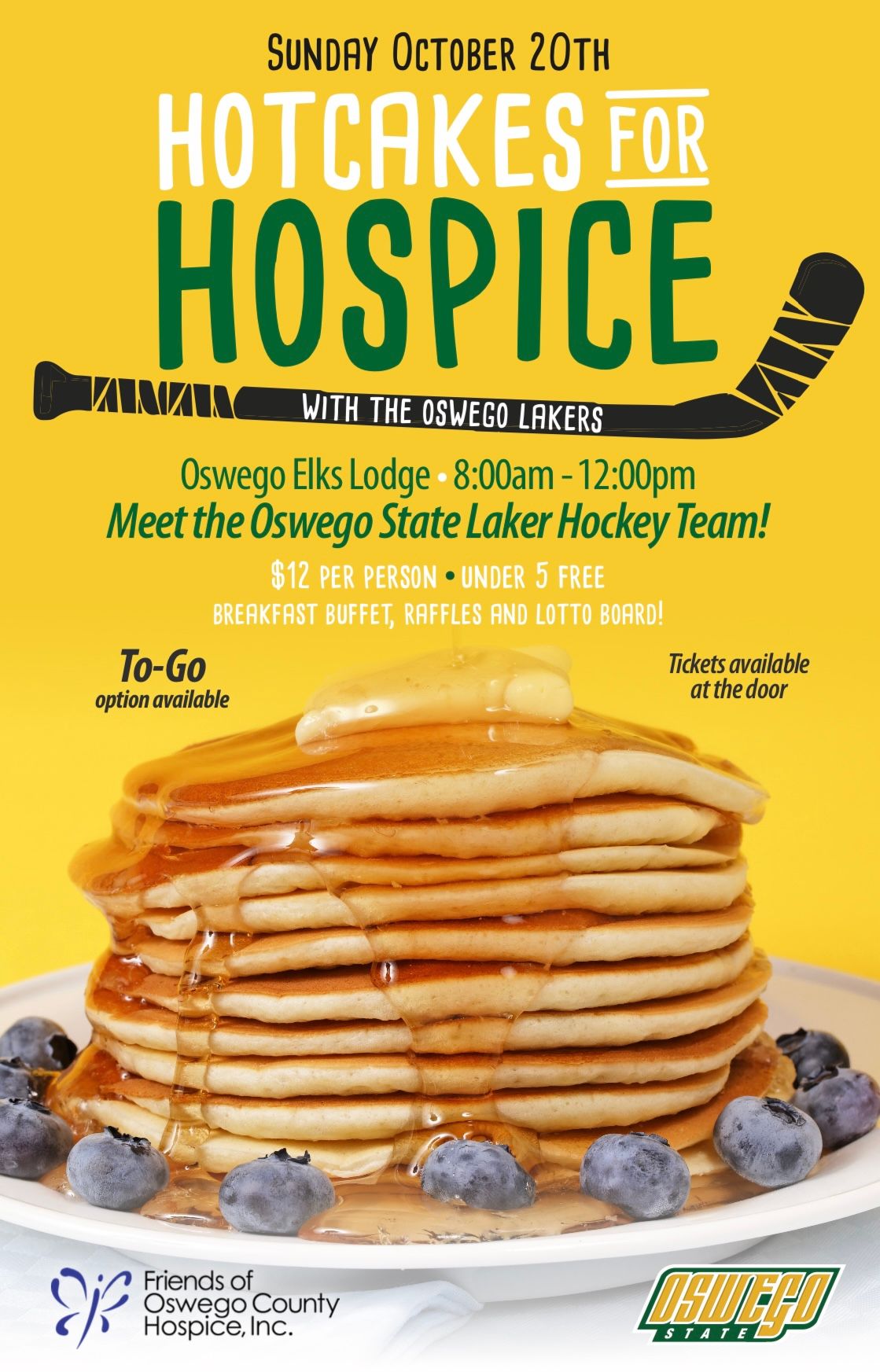 Hotcakes for Hospice with the Oswego State Men's Hockey Team