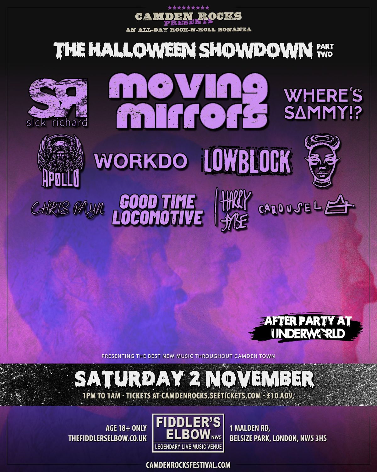 Camden Rocks All Dayer - MOVING MIRRORS, SICK RICHARD & more at Fiddler's Elbow