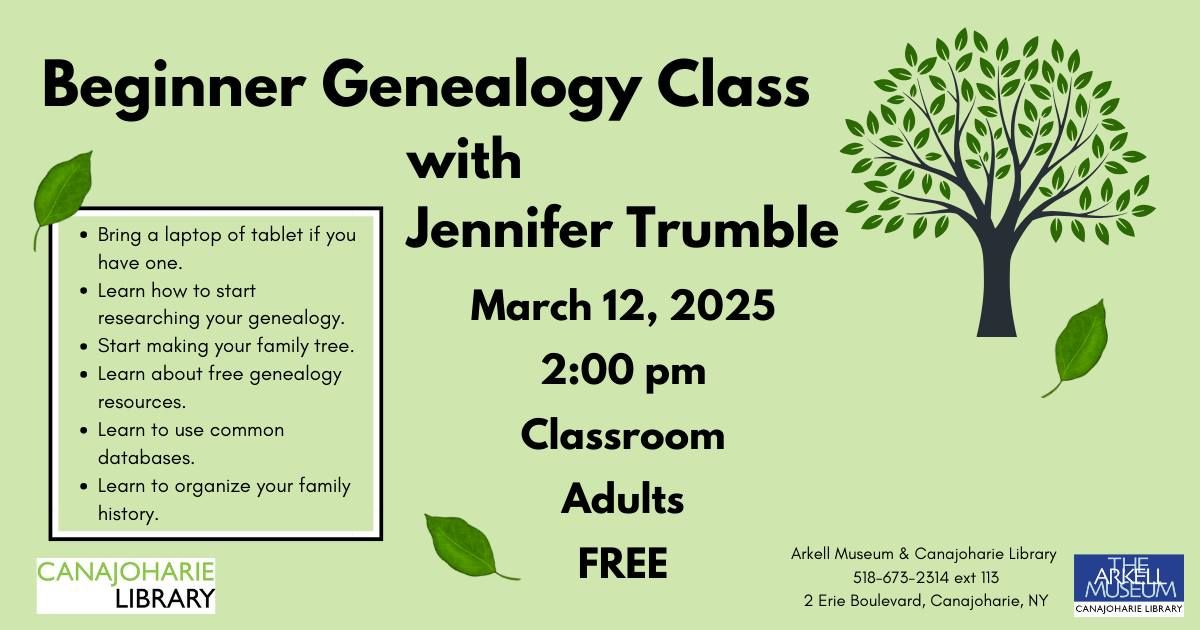 Beginner Genealogy Class with Jennifer Trumble