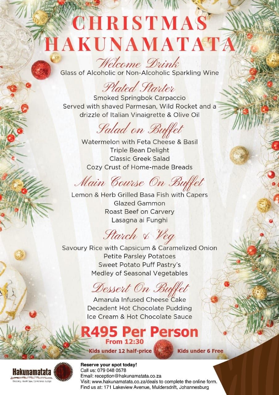 Christmas Lunch Buffet at Hakunamatata Lodge and Health Spa