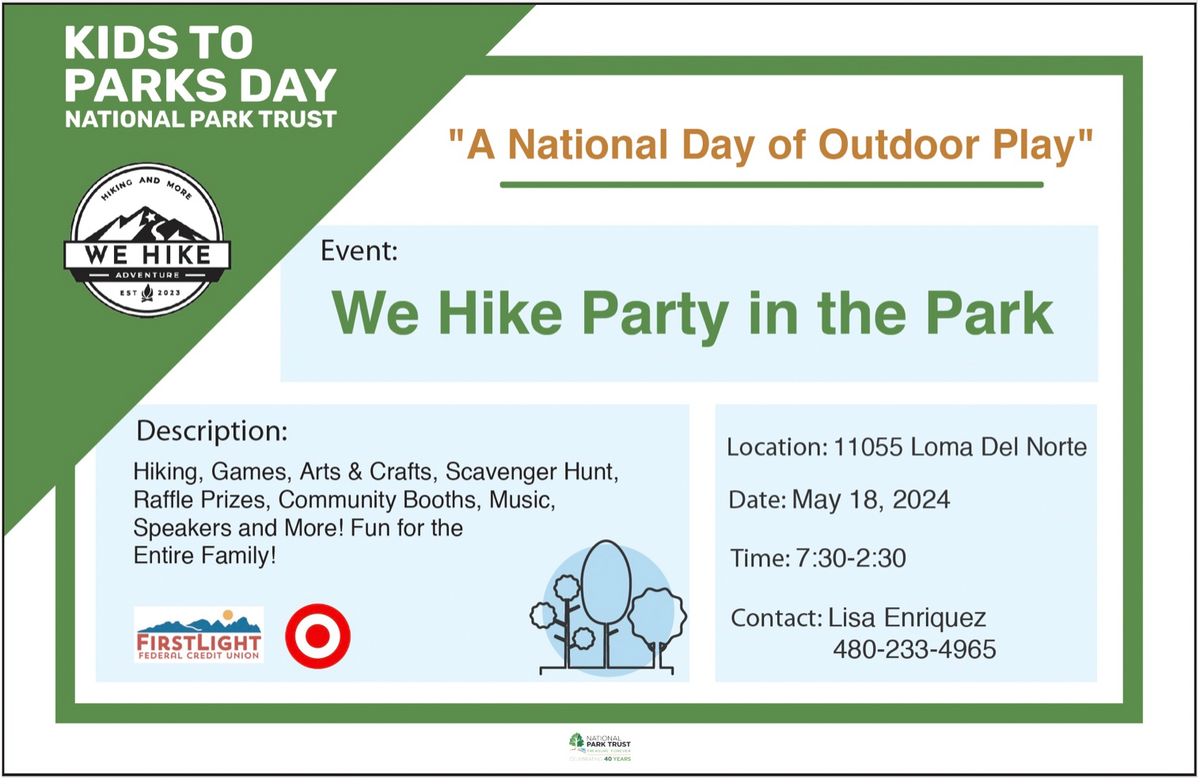 We Hike Party in the Park - Kids to Park Day