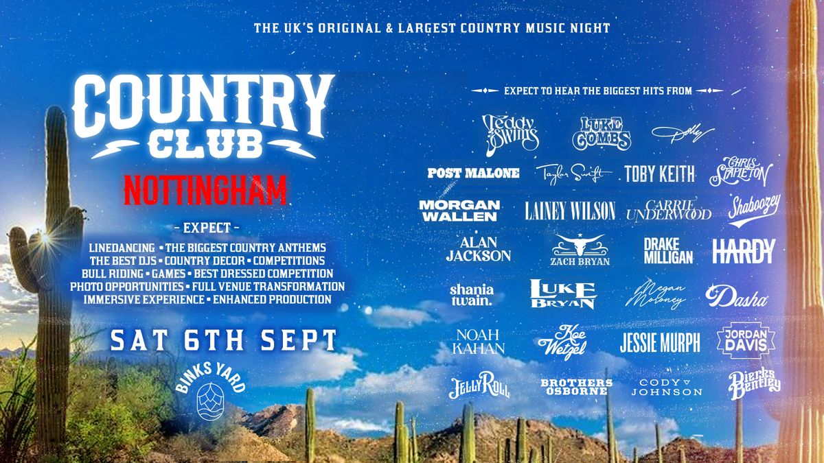 Country Club \u26a1- Outdoor Country Music Festival \u2022 6th Sept \u2022 Nottingham | Binks Yard