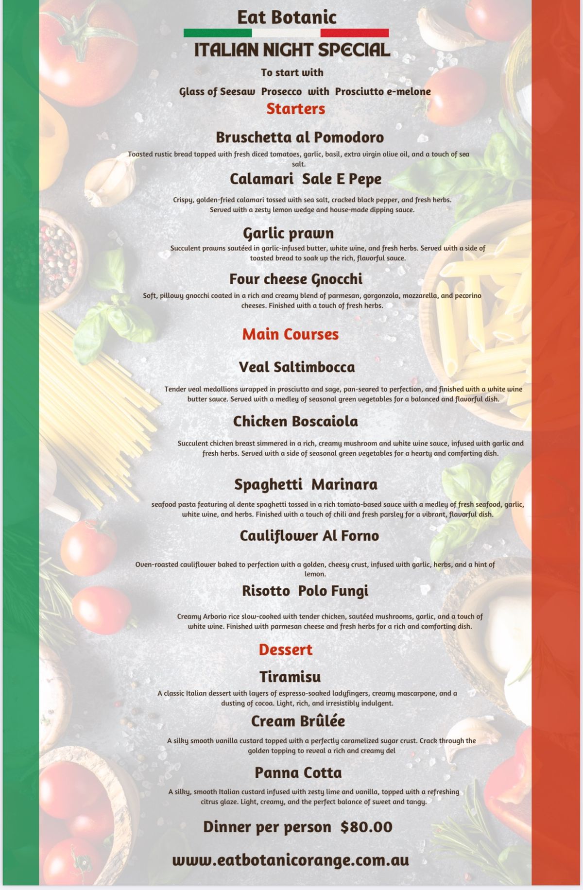 Italian Night at Eat Botanic!