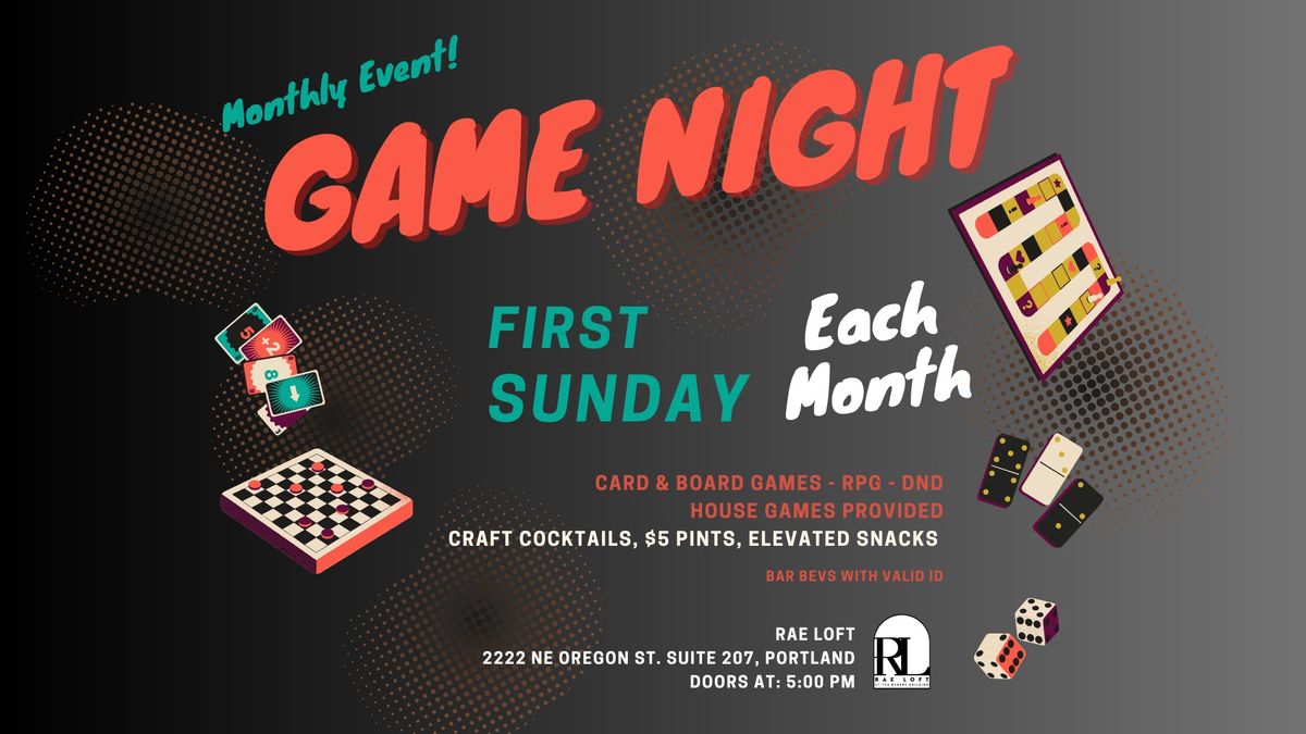 Game Night at Rae Loft - SPECIAL DATE due to HONEYMOON!