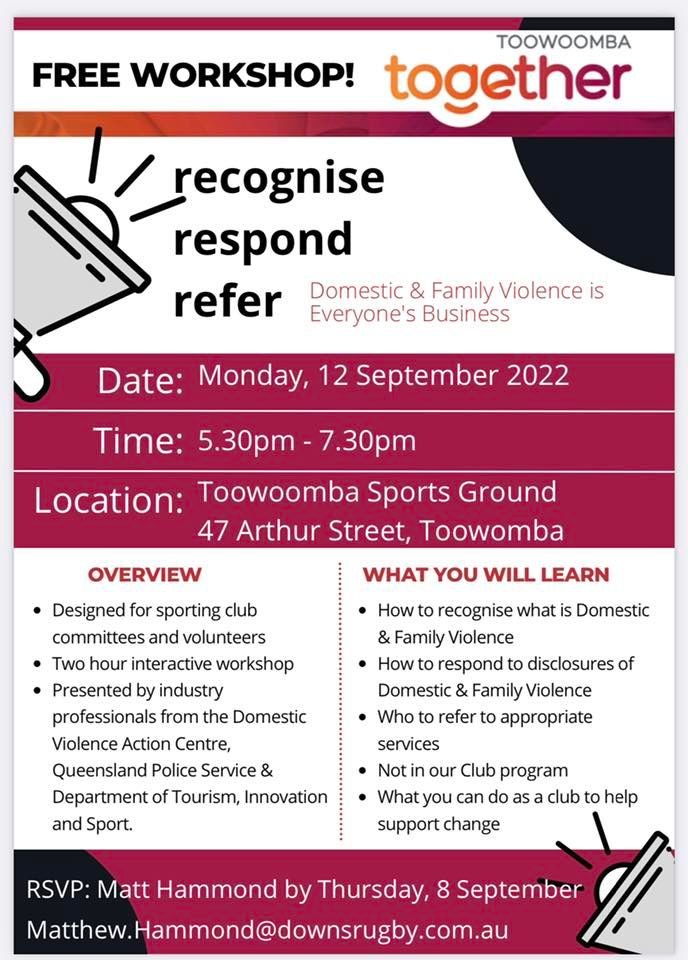 Not In Our Club: Recognise, Respond, Refer: Domestic Violence is everyone\u2019s business