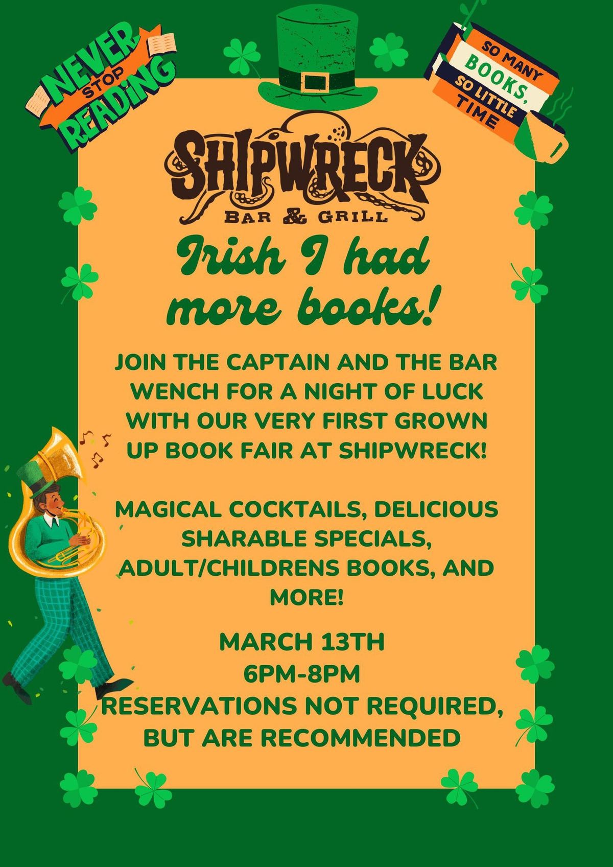 Grown Up Book Fair at Shipwreck! 