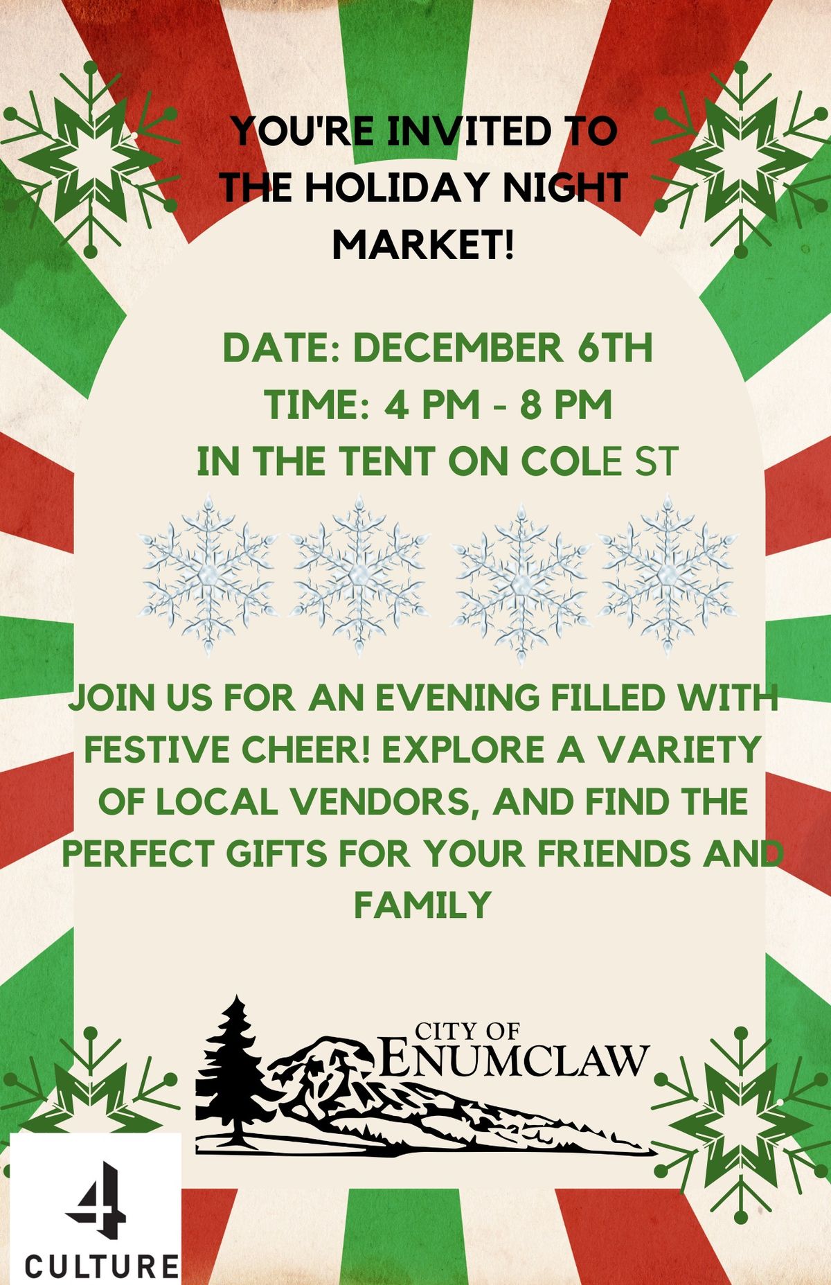 Friday Holiday Night Market on Cole Street!  See you there !!!