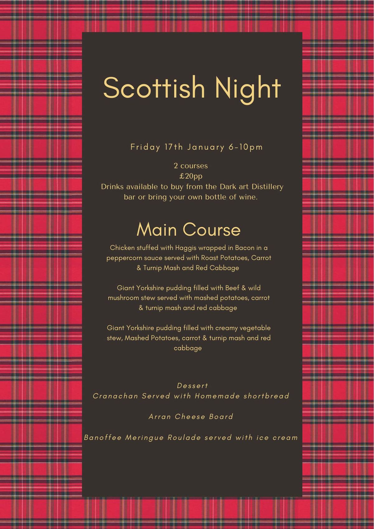 Scottish Theme Night 17th January 2025 