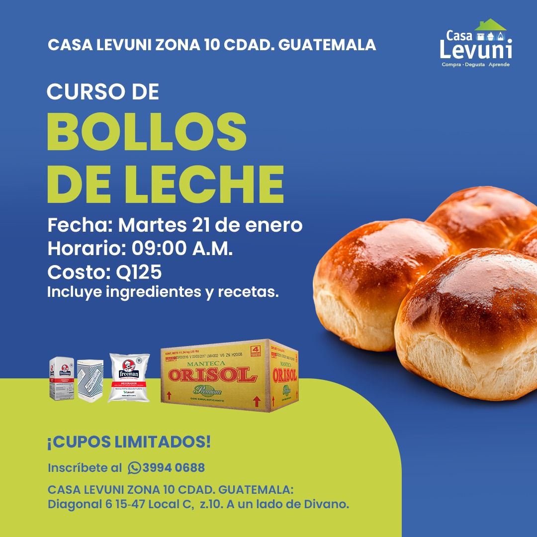 CASA LEVUNI ZONA 10: BOLLOS DE LECHE CON LEVADURA FRESCA