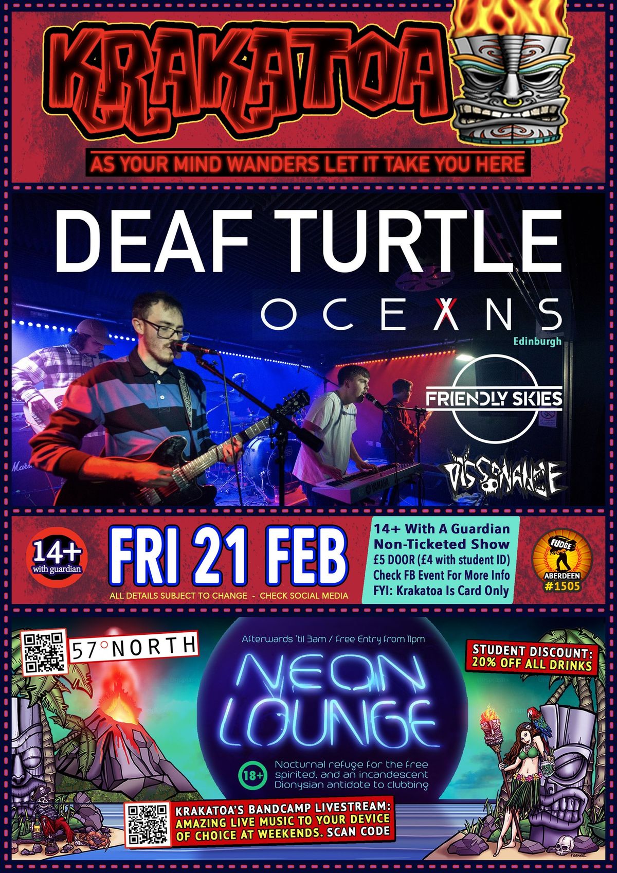 DEAF TURTLE, OCEXNS [Edinburgh], FRIENDLY SKIES, and DISSONANCE