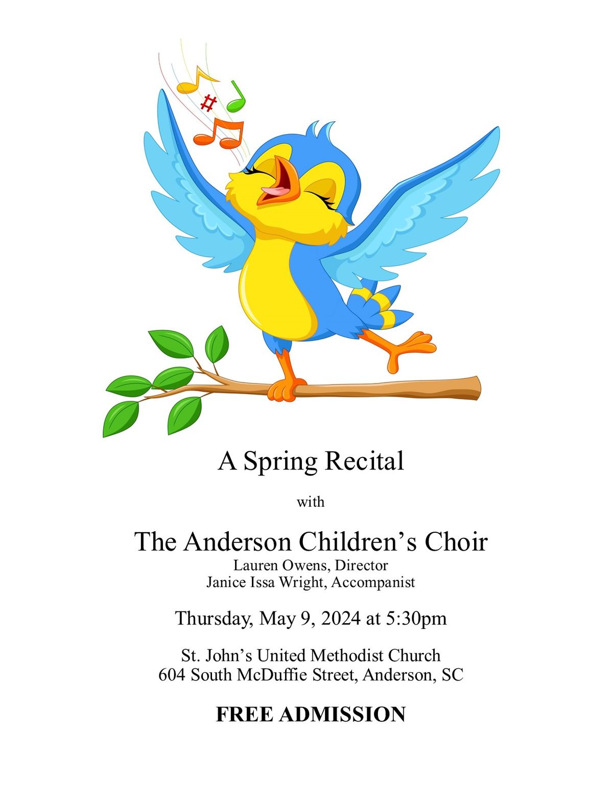 A Spring Recital featuring the Anderson Children's Choir
