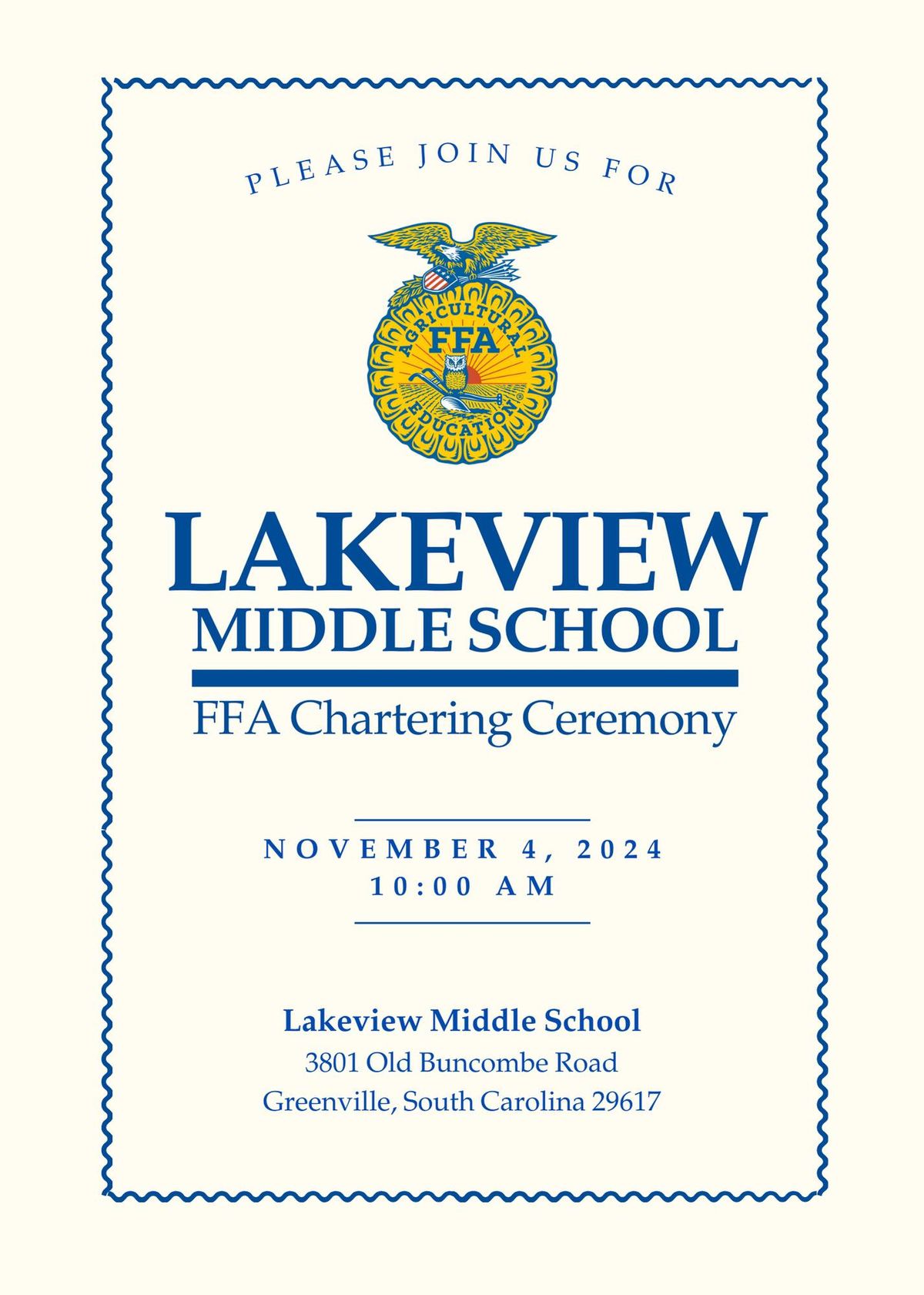 Lakeview Middle School FFA Chapter Chartering Ceremony