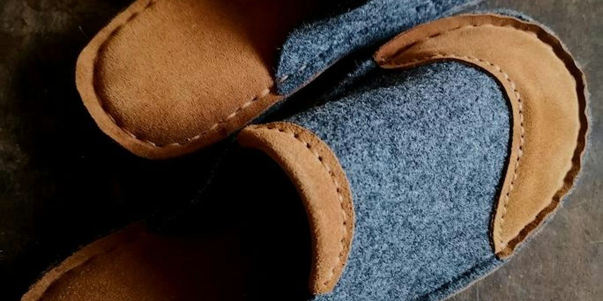 Make a pair of felt and leather slippers