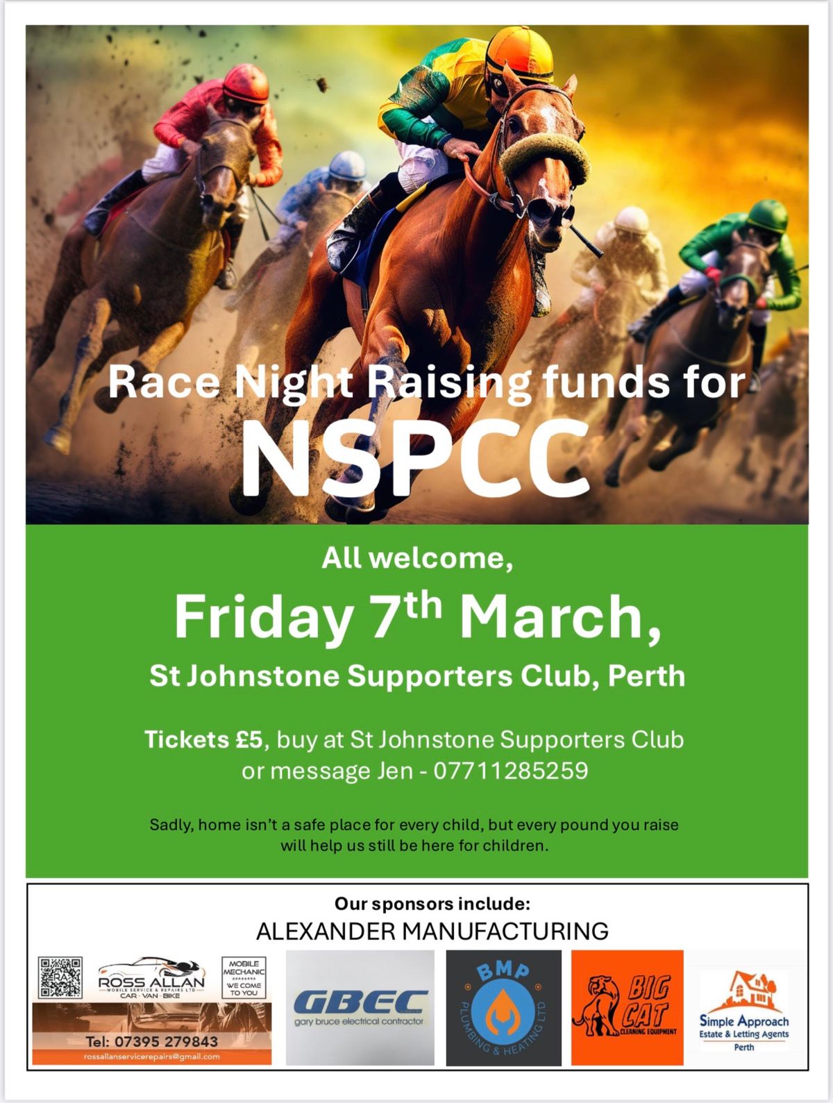 Fund Raiser Race Night for NSPCC