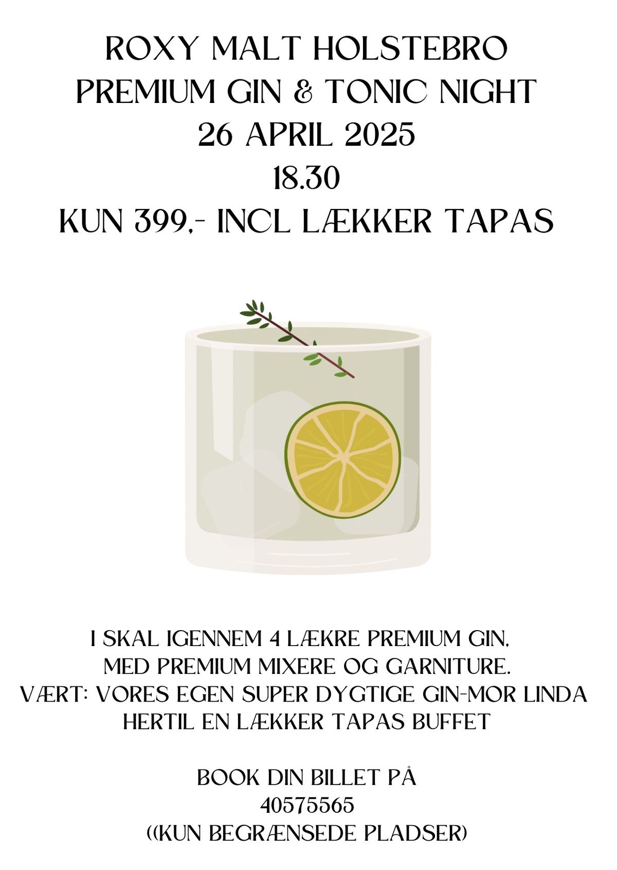 Premium Gin og Tonic Night - Hertil L\u00e6kker Tapas