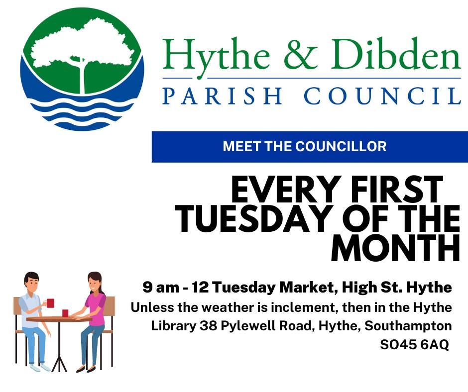 Every first Tuesday of the month ~ Meet The Councillor ~ at Hythe Market or Hythe Library 