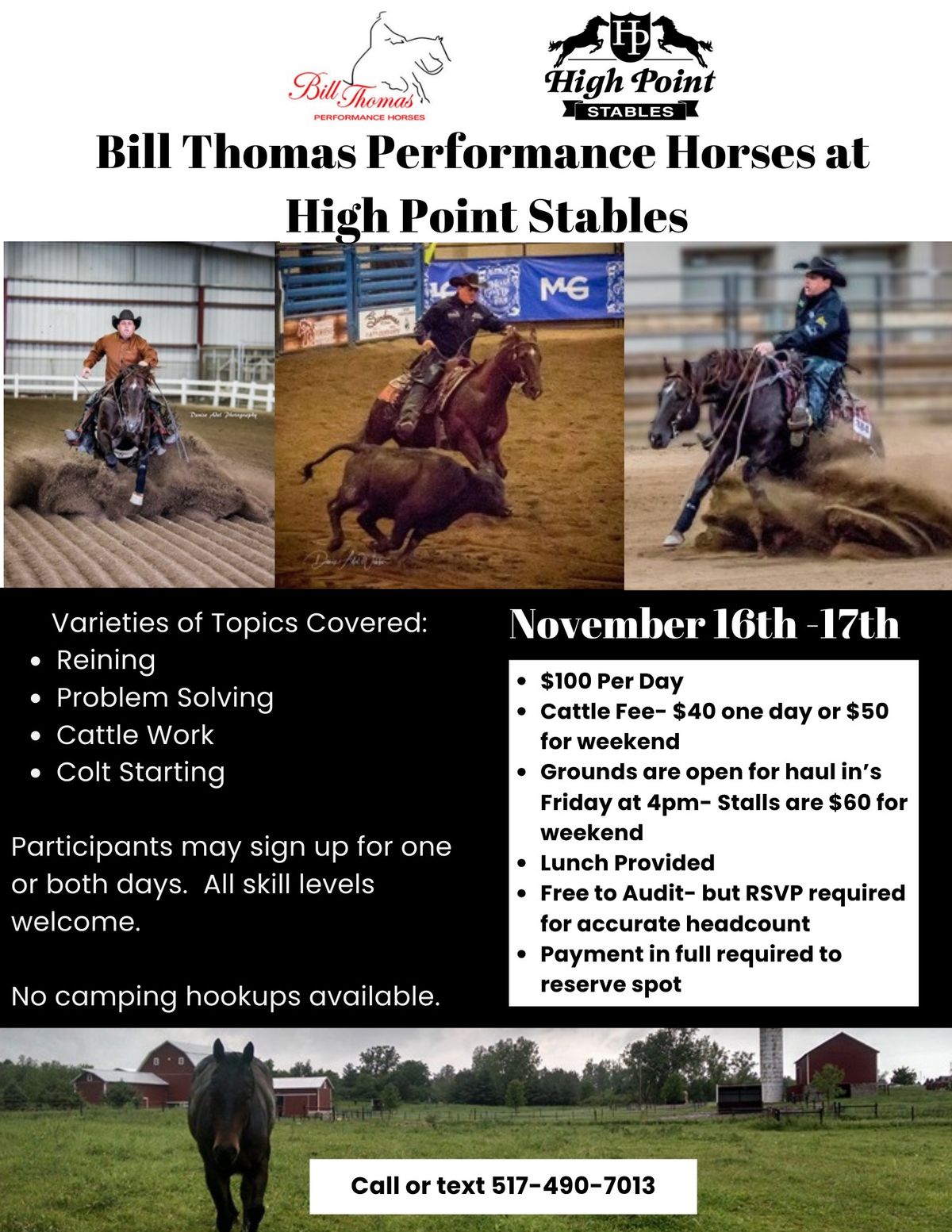 Bill Thomas Clinic at High Point Stables