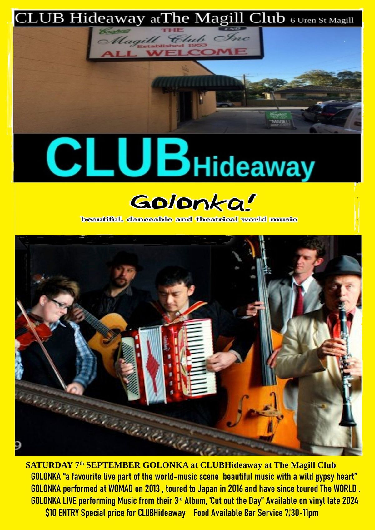 GOLONKA at CLUBHideaway Saturday September 7th 