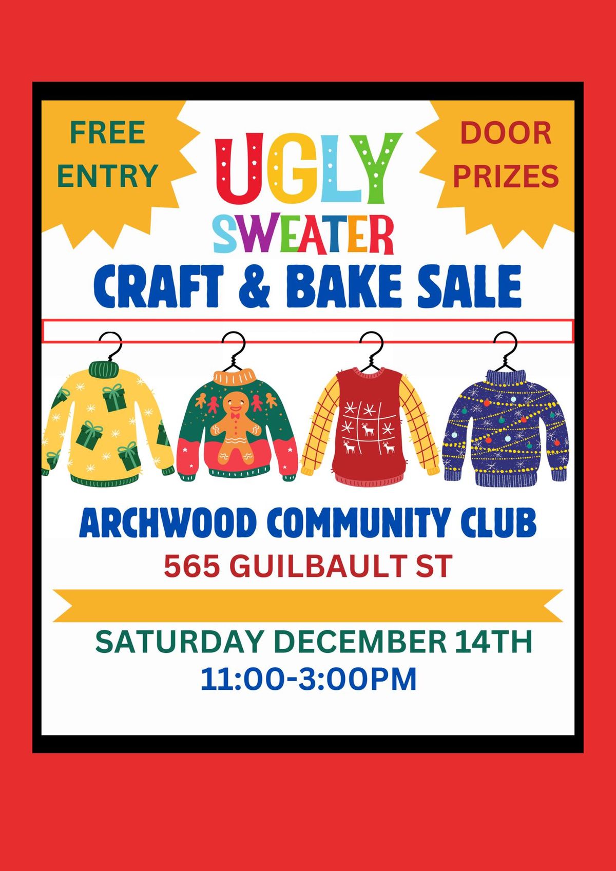 UGLY SWEATER ~ CRAFT & BAKE SALE