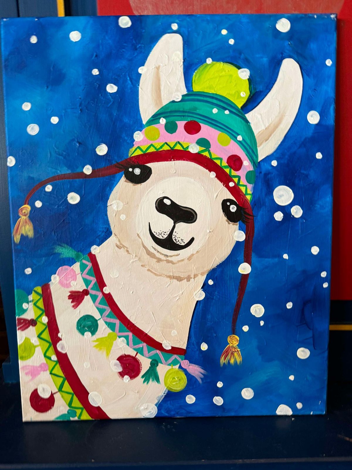 Festive Llama Canvas Class