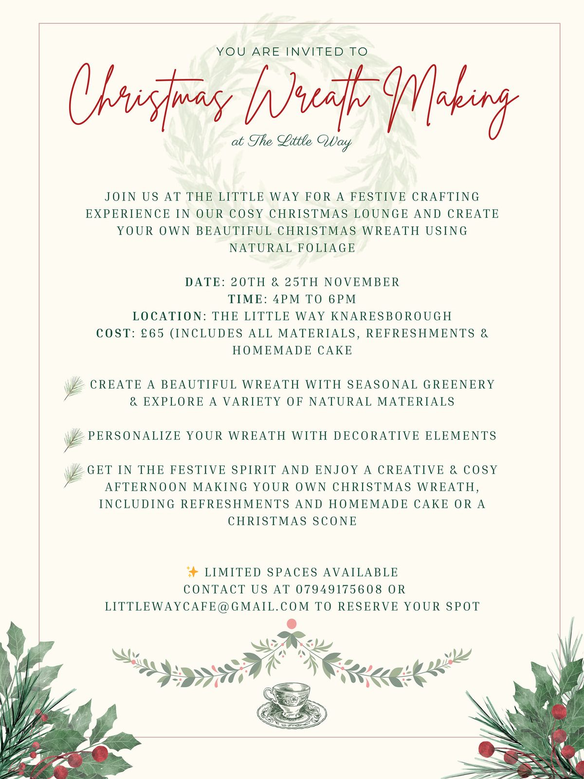 Christmas Wreath Making Workshop @ The Little Way 