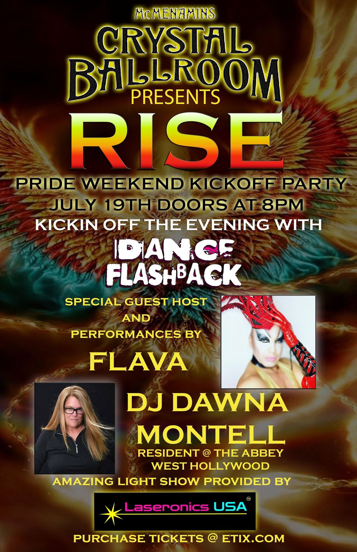 Rise Pride Weekend Kickoff Party w\/ DJ Dawna Montell, FLAVA, Dance Flashback & Laseronics USA!