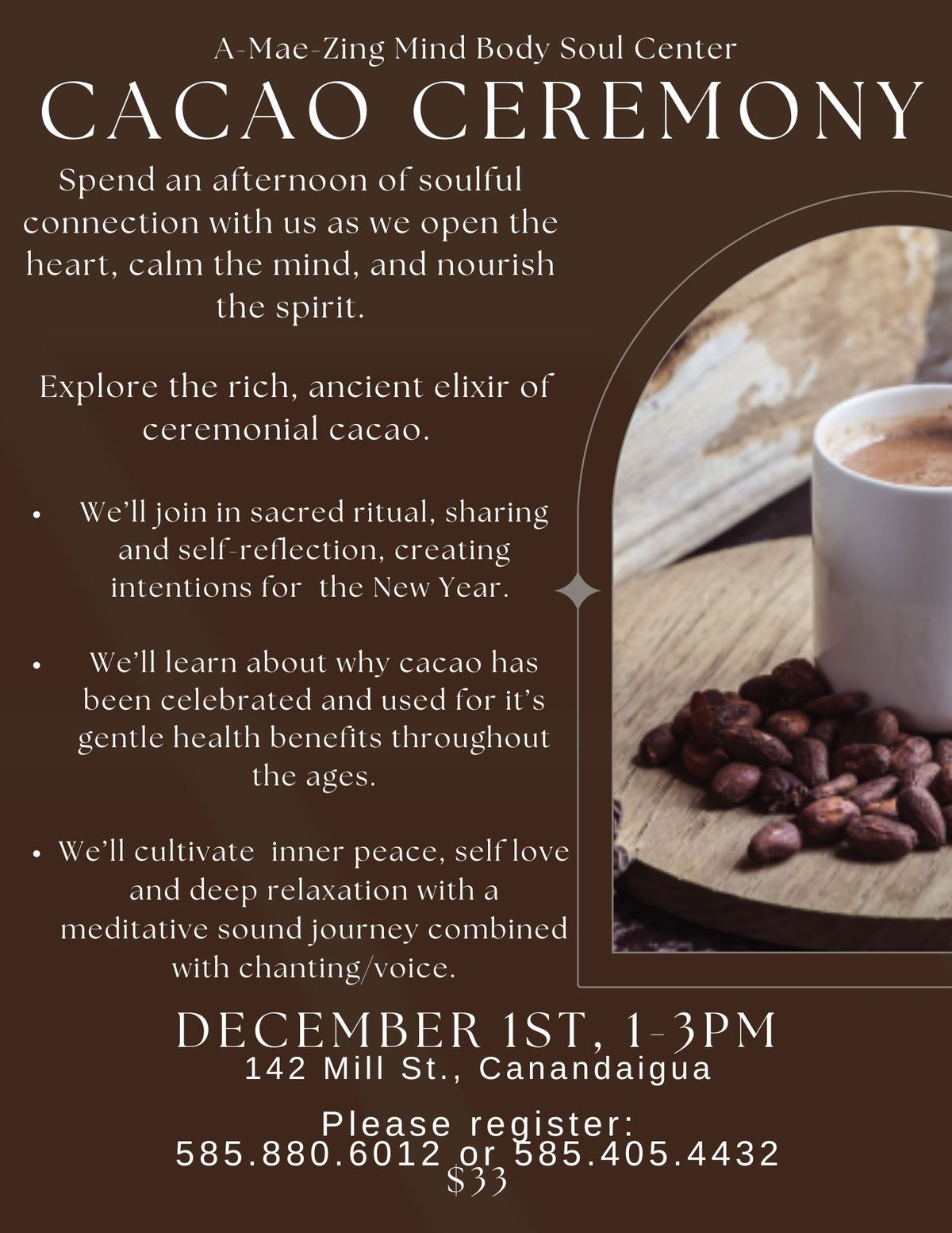 Cacao Ceremony at A-Mae-Zing Mind Body Soul Center