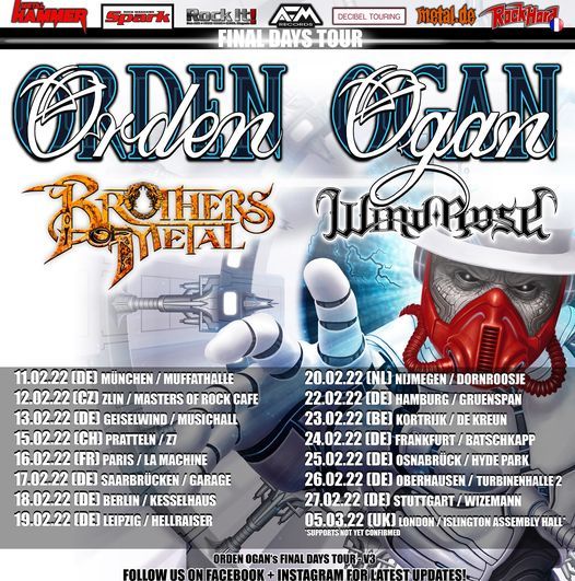 ORDEN OGAN - FINAL DAYS TOUR 2022 + Brothers of Metal, Wind Rose - M\u00fcnchen