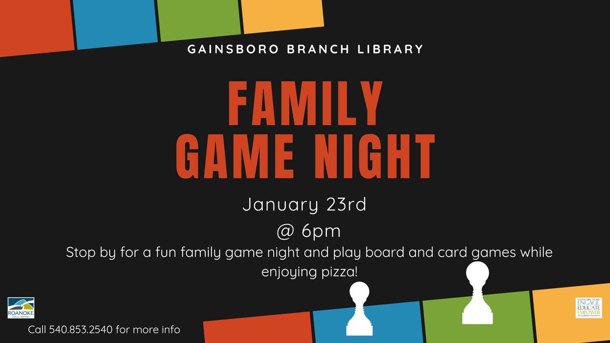 Family Game Night @Gainsboro Branch Library!