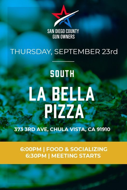 Sdcgo South Bay Monthly Meeting La Bella Pizza Chula Vista 23 September 21