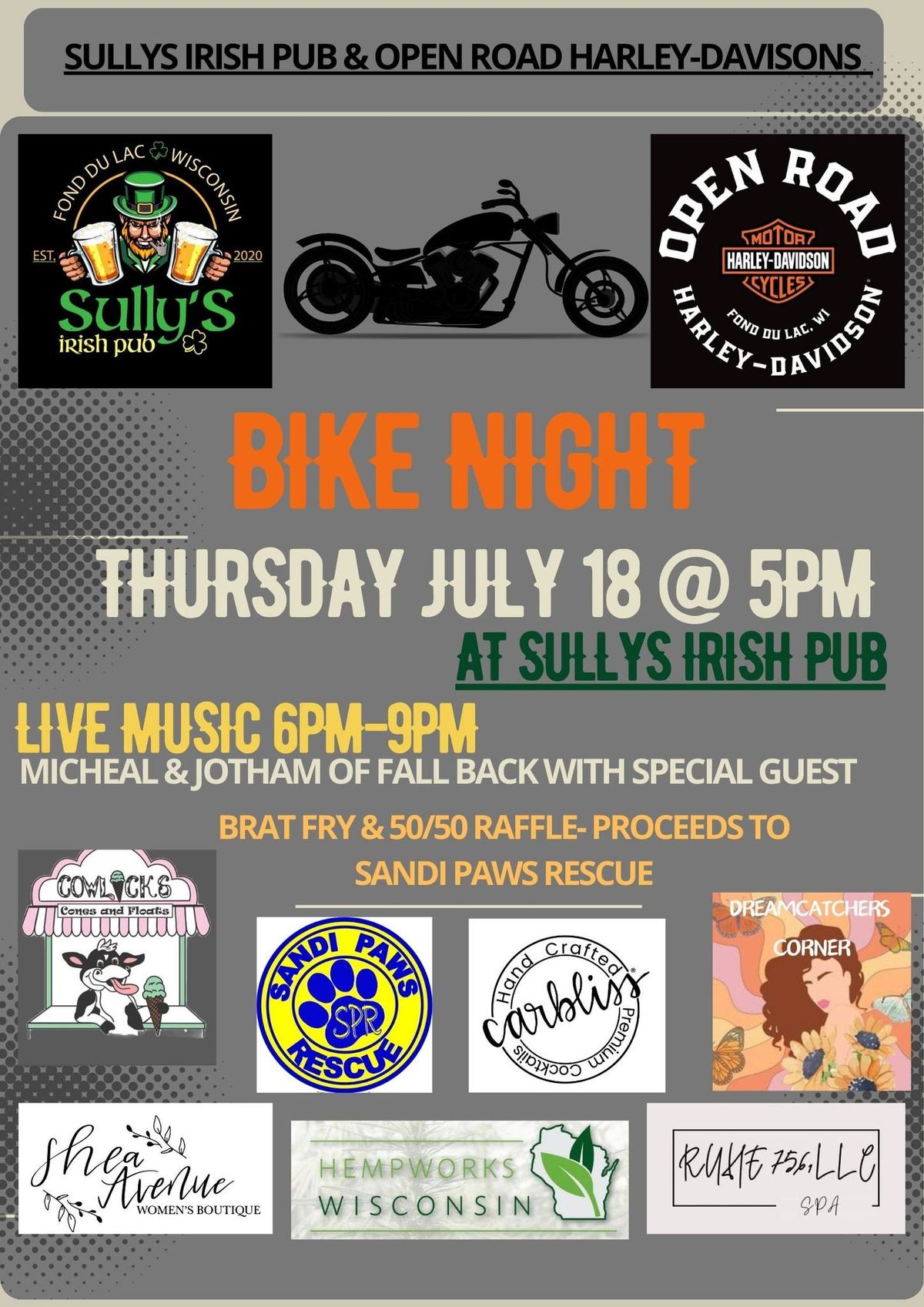 SULLYS IRISH PUB AND OPEN ROAD HARLEY-DAVIDSONS BIKE NIGHT