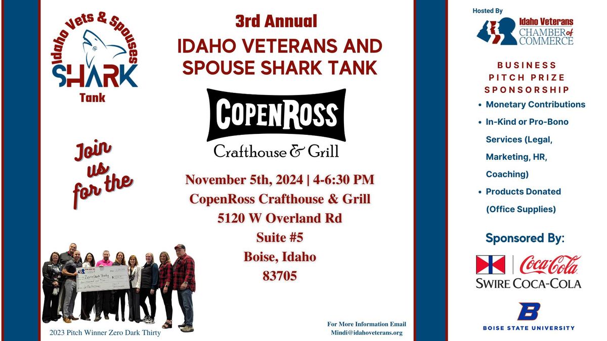 3rd Annual Idaho Veterans & Spouse Shark Tank! 