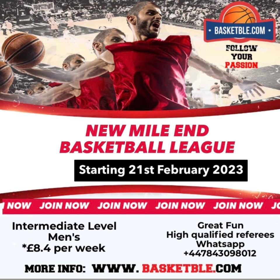 Tuesday Basketball League in London - Mile End starting 21st February 2023