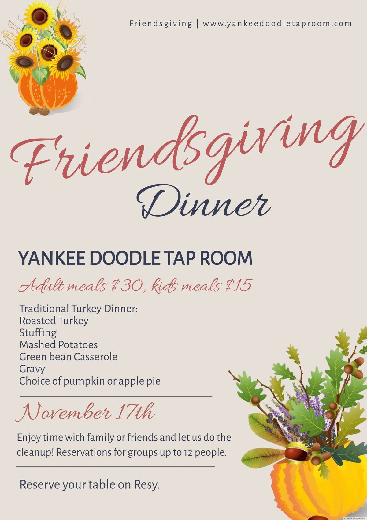 FriendsGiving at The Yankee Doodle Tap Room