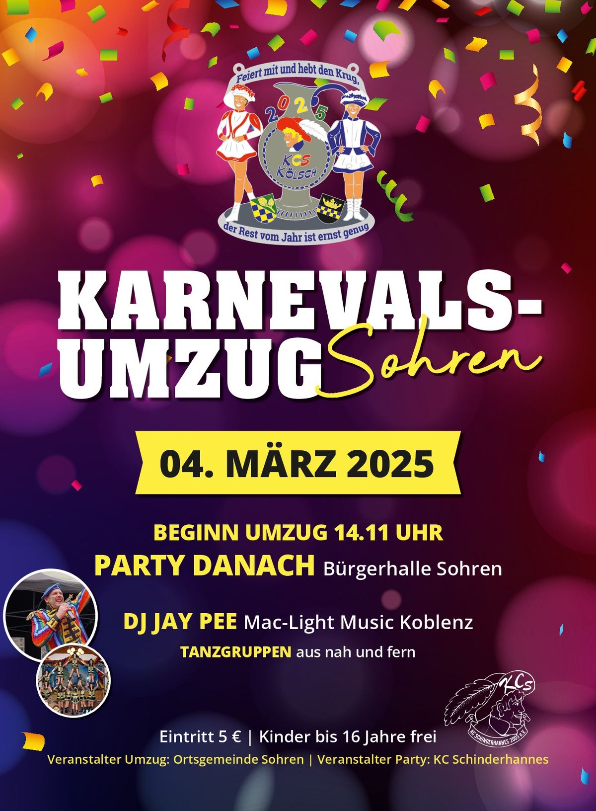 Karnevalsumzug in Sohren mit Party danach