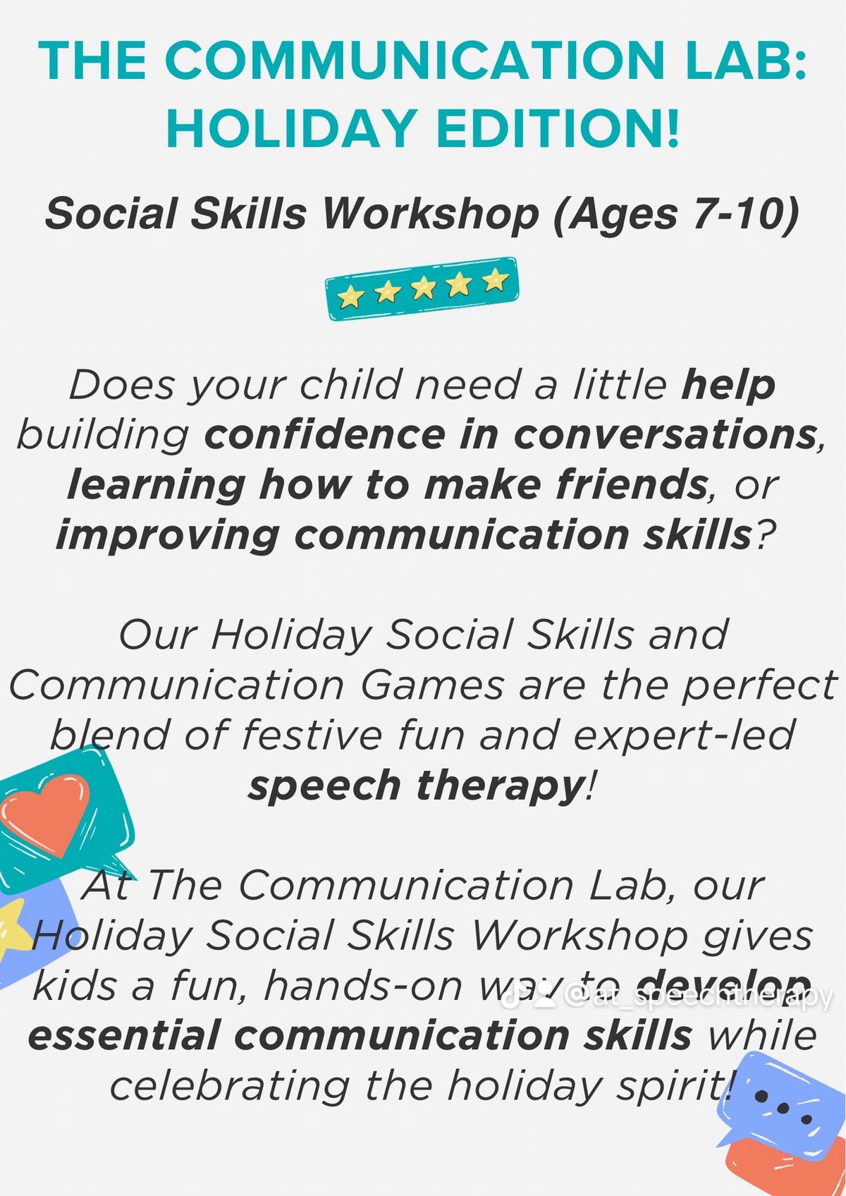 Social Skills Workshop for Ages 7-10