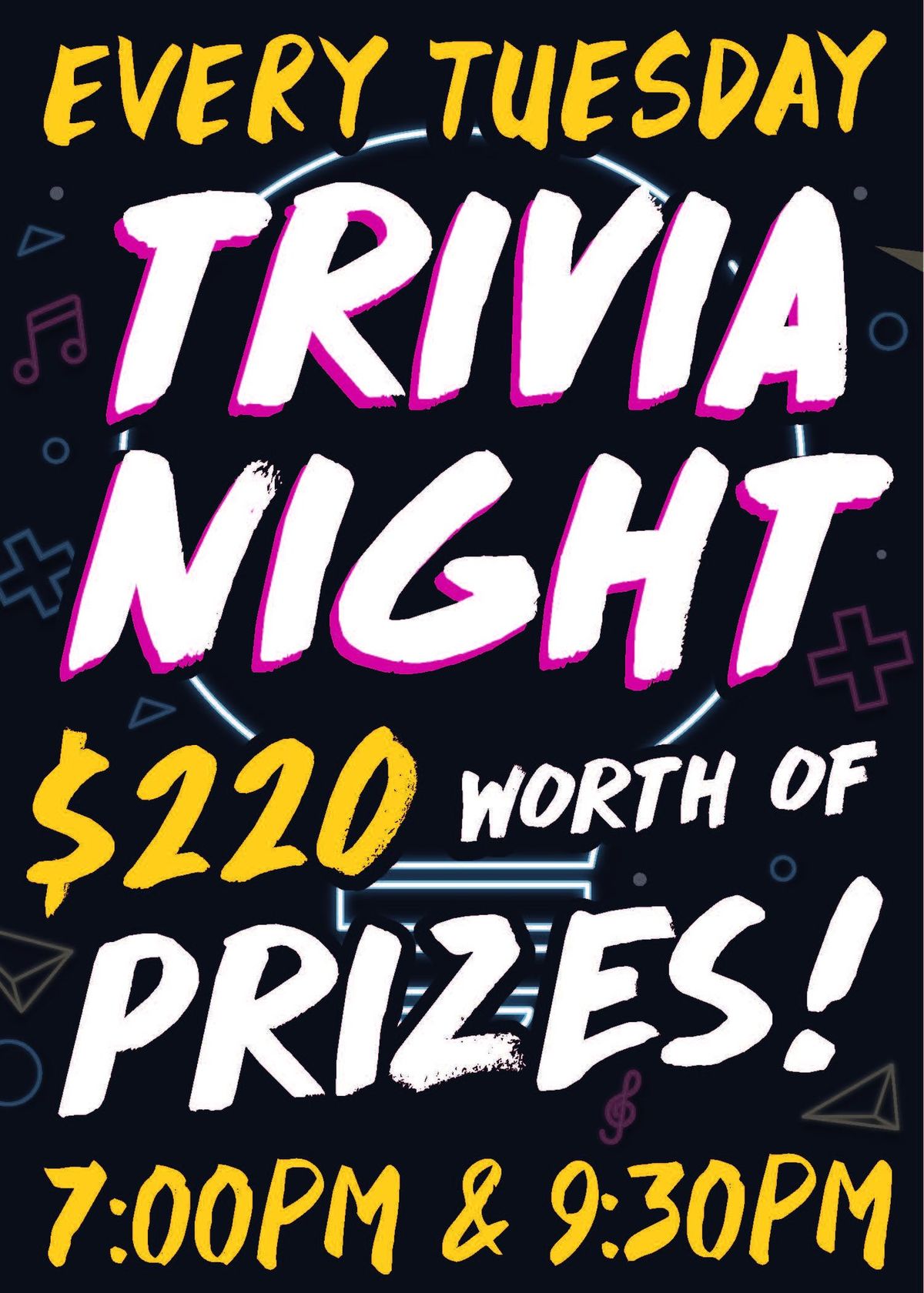 Trivia Tuesdays 7pm & 9:30pm