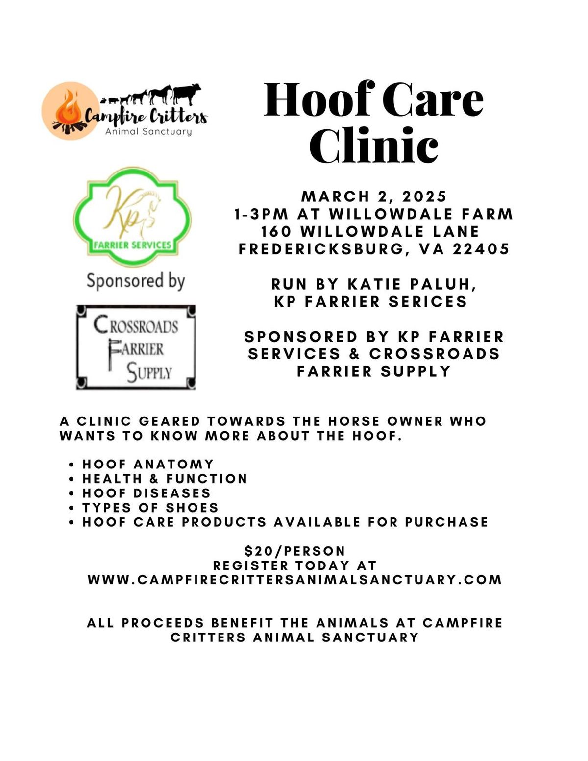 Hoof Care Clinic- CCAS Fundraiser 