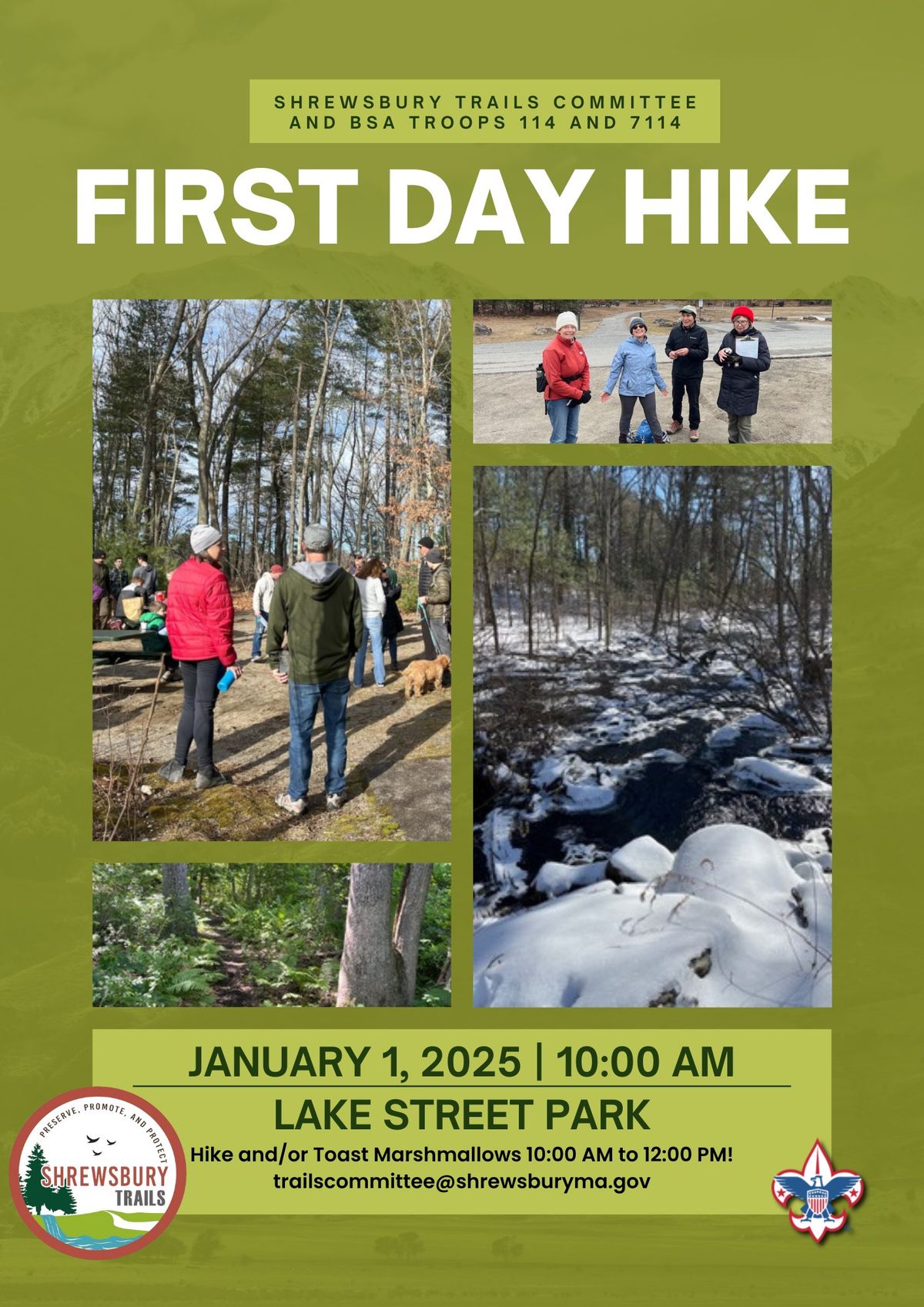 Shrewsbury Trails Committee Annual First Day Hike - Cosponsored by BSA Troops 114 and 7114