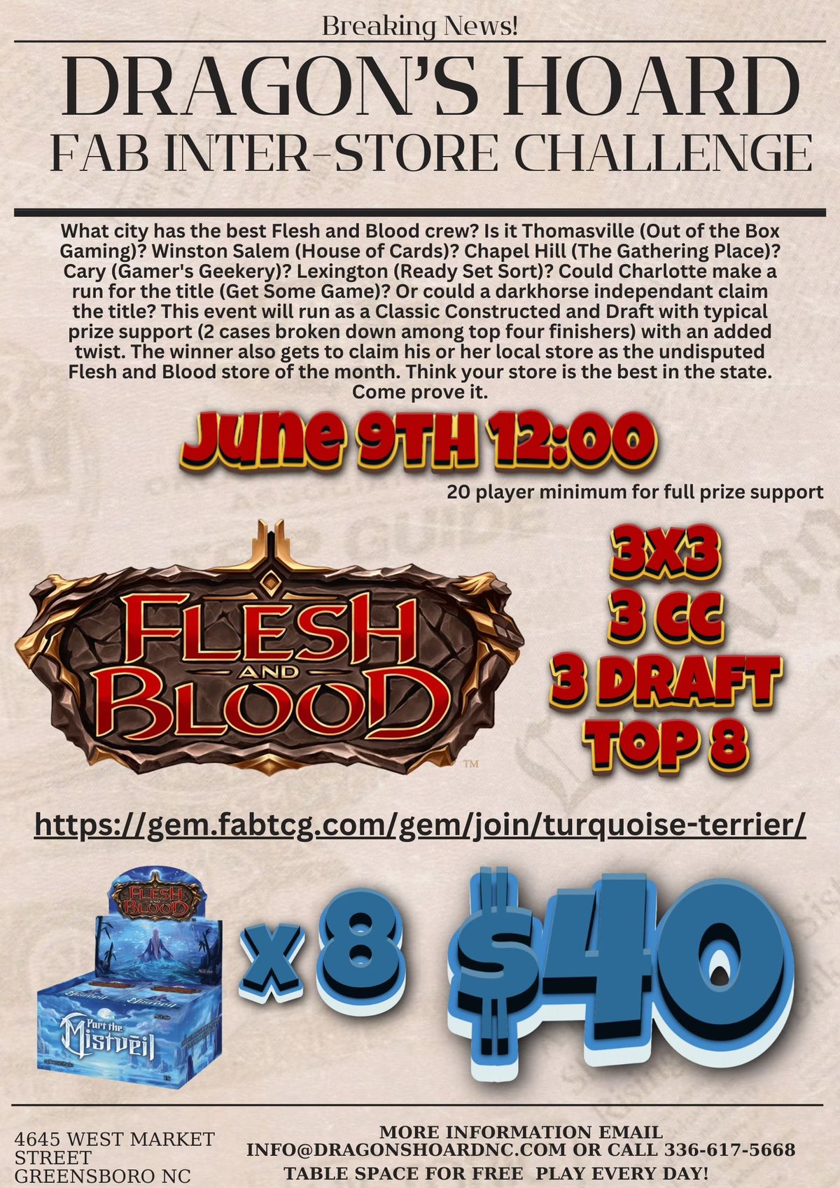 Flesh and Blood Inter-Store NC 2 Case Mistveil Armory June 9th 12:00