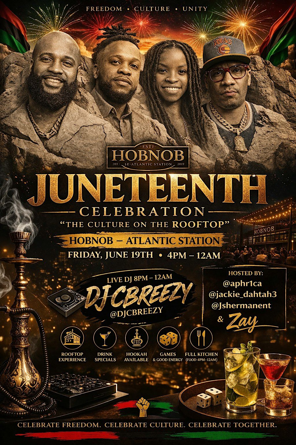 #1 JUNETEENTH CELEBRATION at HOB NOB (ATLANTIC STATION) FREE ENTRY!