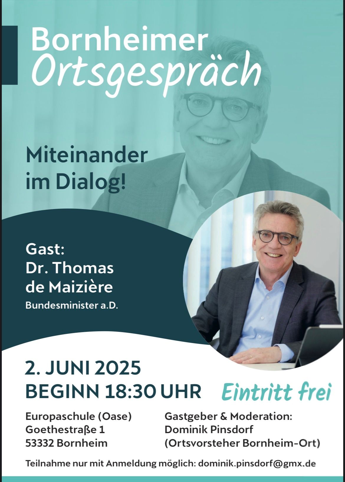 Bornheimer ORT\u00b4s-Gespr\u00e4ch - Miteinander im Dialog mit Dr. Thomas de Maizi\u00e8re (Bundesminister a.D.)